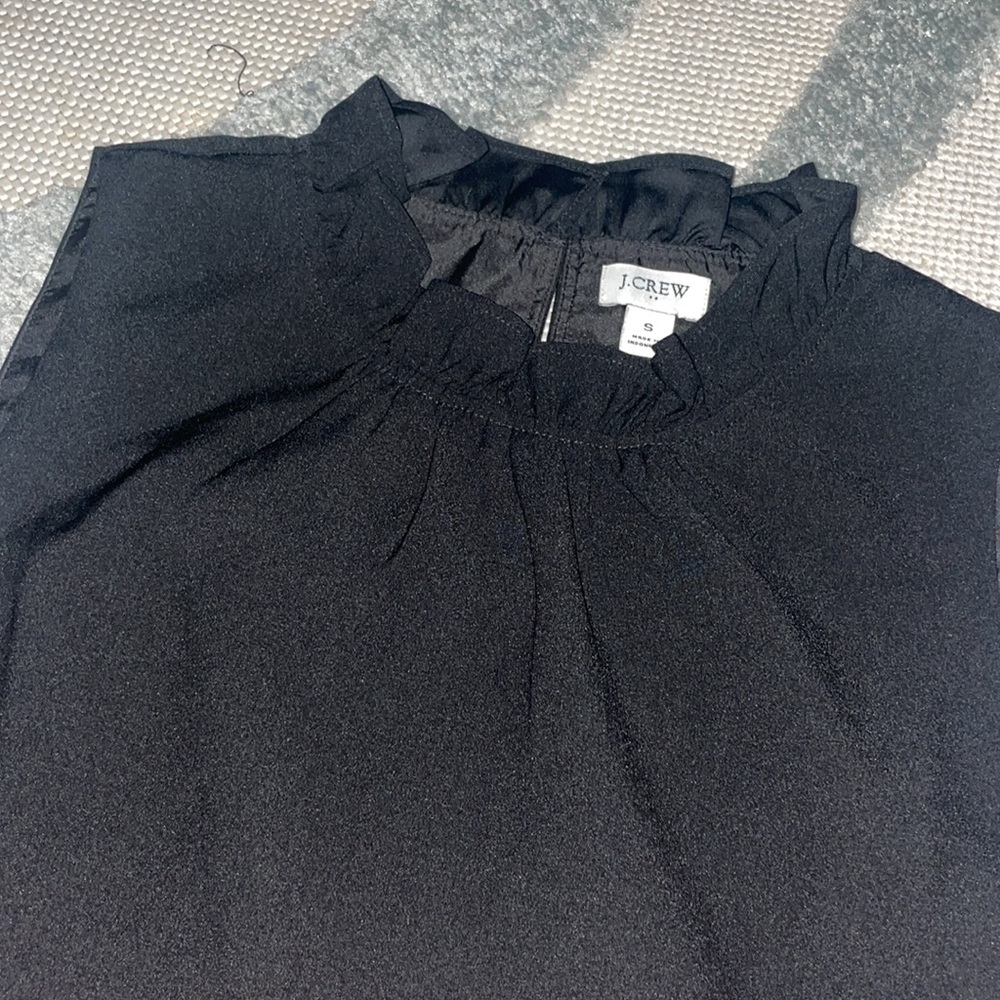 NWOT JCrew Black Ruffle Neck Blouse
